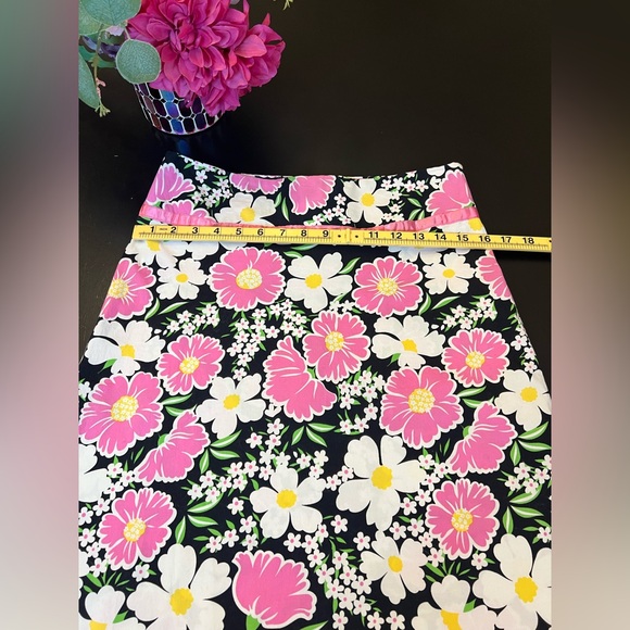 Star City Y2K Pink Black Floral Daisy A Line Knee Length Skirt Sz 7 Barbiecore - Picture 4 of 11